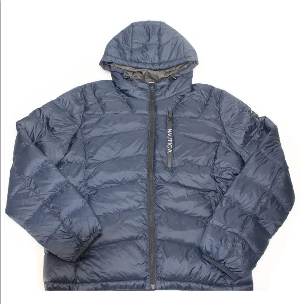 NWT,NAUTICA MENS QUILTED PUFFER HOODIE~DARK NAVY - Picture 2 of 16